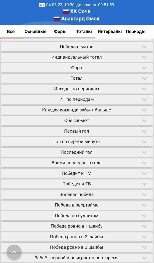 Линия ставок в БК Бетсити 5